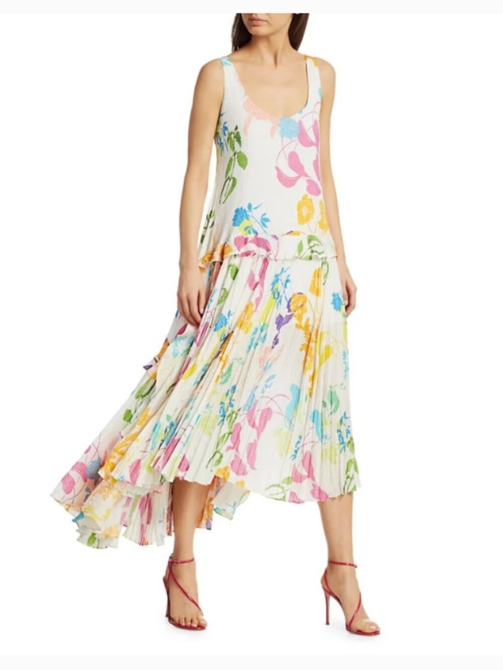 Tanya Taylor White Silk Sleeveless Dress